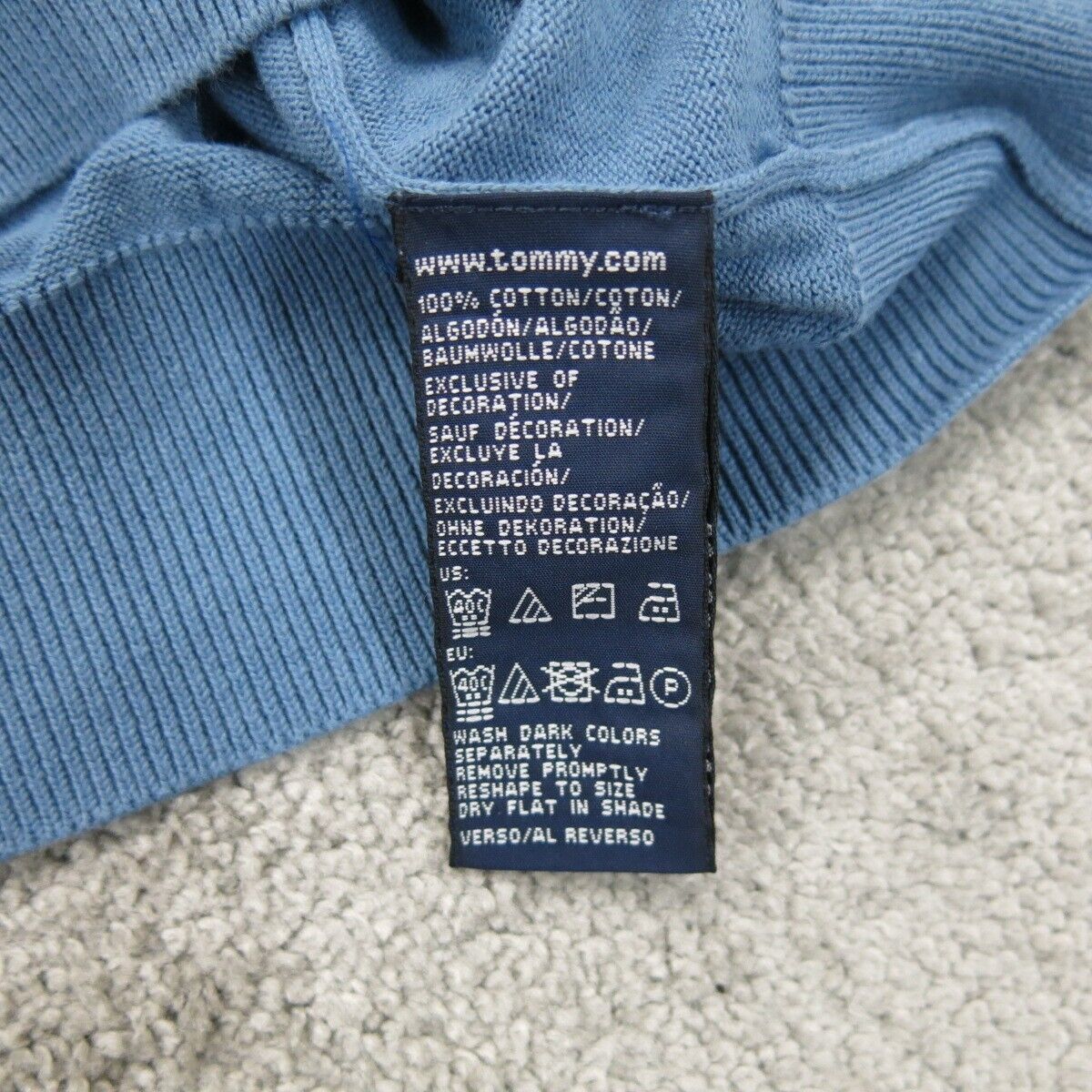 Tommy Hilfiger Mens Vest Sweater Sleeveless 1/4 Zip Mock Neck Blue Size Medium