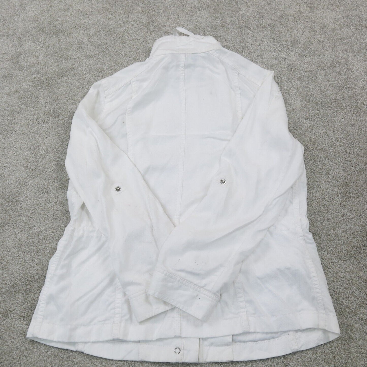 Talbots Womens Blouson Jacket Long Sleeves Mock Neck Pockets White Size Medium