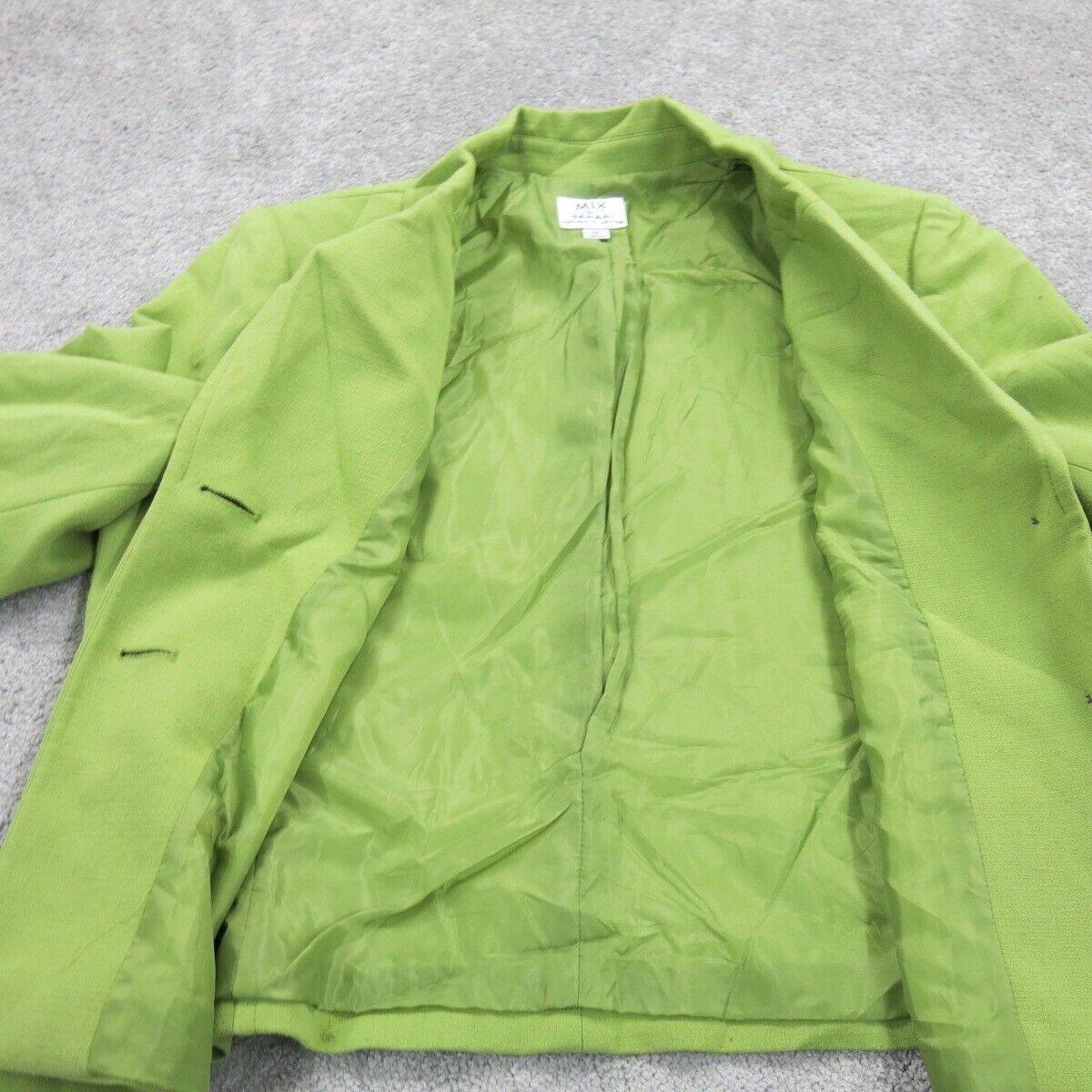 Tahari Womens Blazer Coat Single Breasted 3/4 Sleeve Pockets Green Size 12