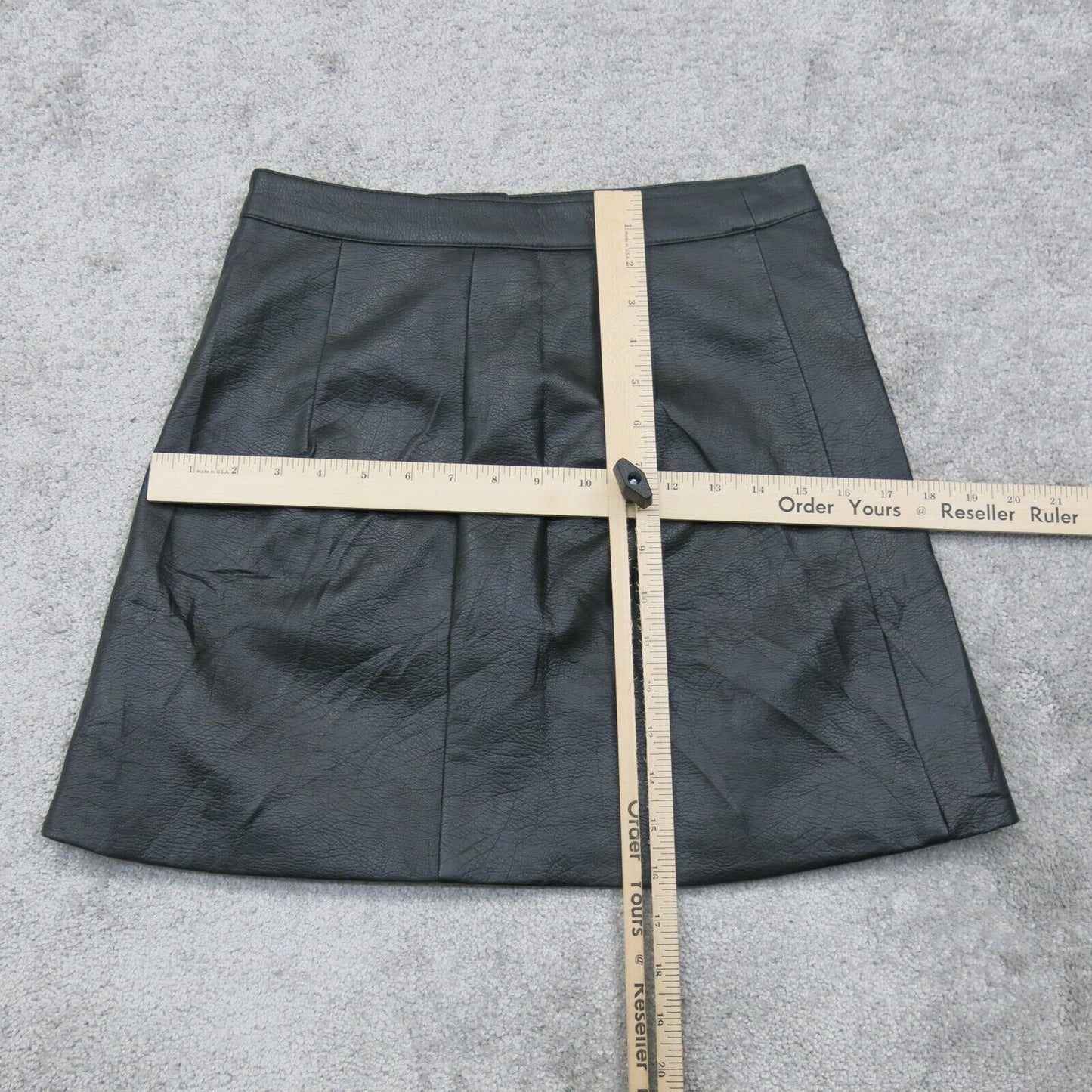 Divided By H&M Womens Faux Leather Mini Skirt Zipper Pockets Black Size US 4