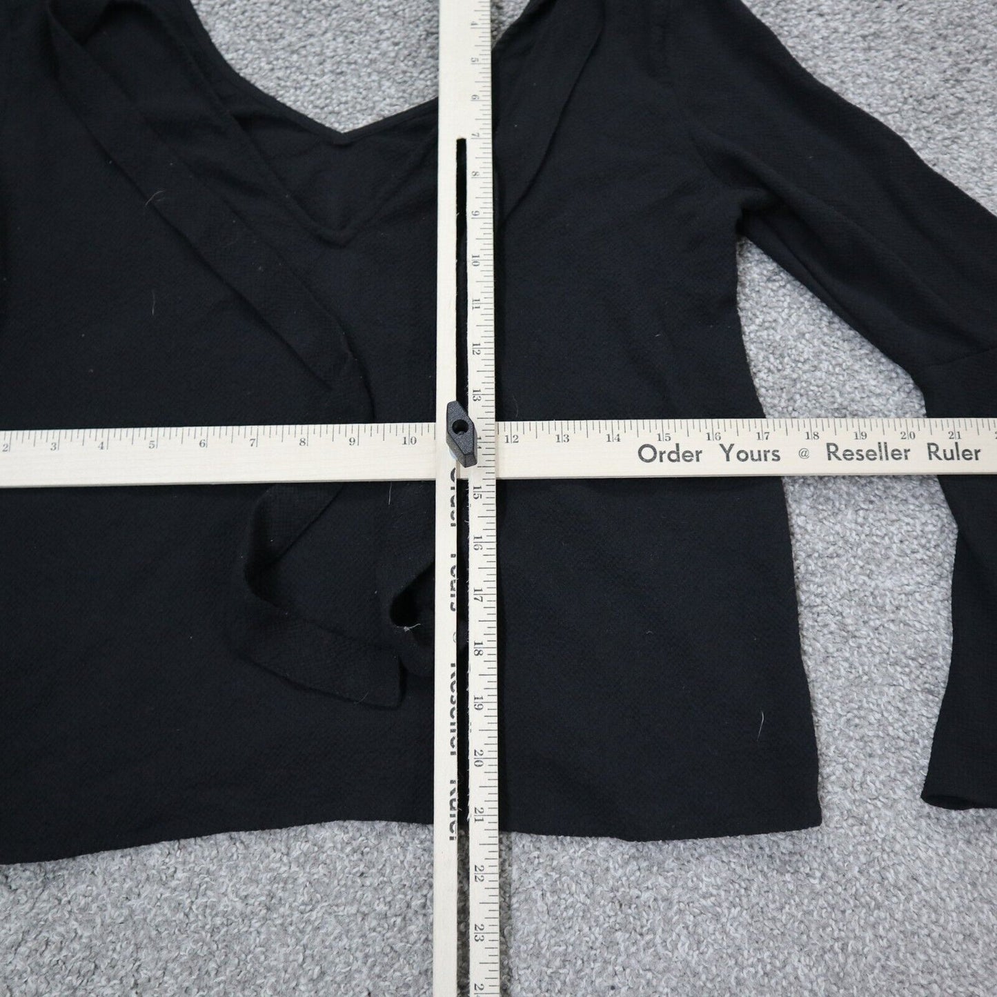 Divided By H&M Womens Knitted Crop Blouse Top V Neck Flared Sleeves Black Size 6