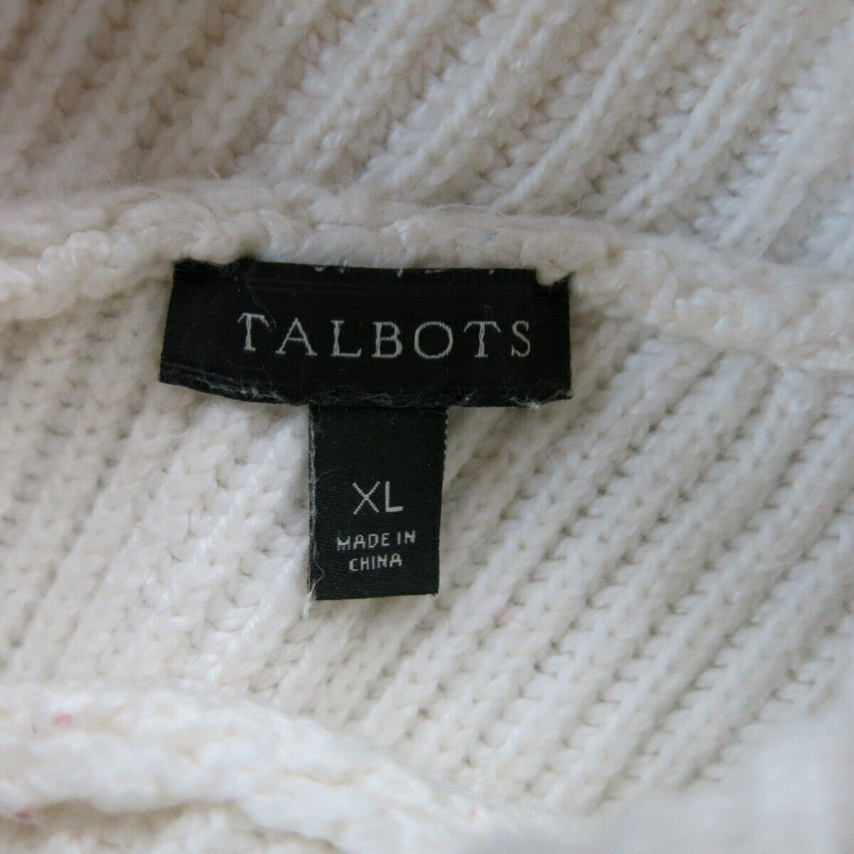 Talbots Womens Pullover Sweater Knitted Turtleneck Long Sleeves White SZ X Large