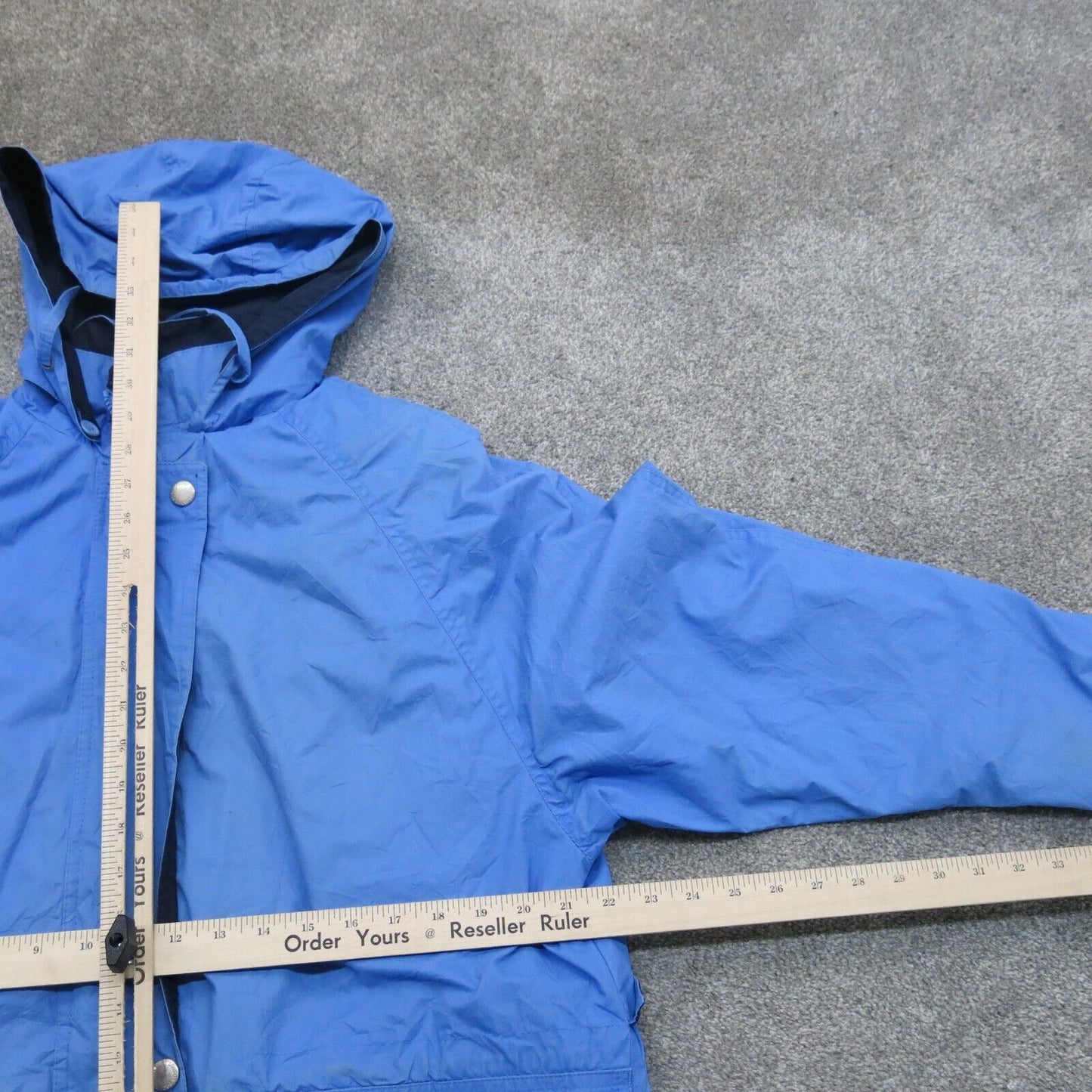 London Fog Mens Hooded Jacket Full Zip Up Long Sleeves Pockets Blue Size Large
