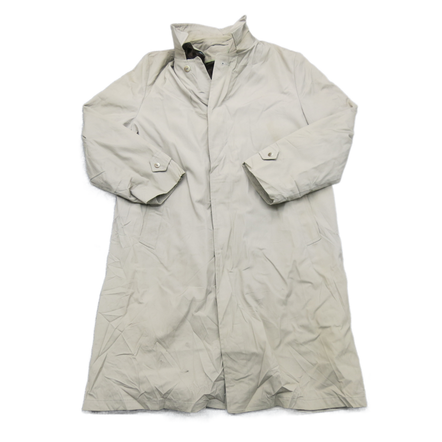 London Fog Mens Overcoat Long Sleeves Pockets Beige Size 44 Long