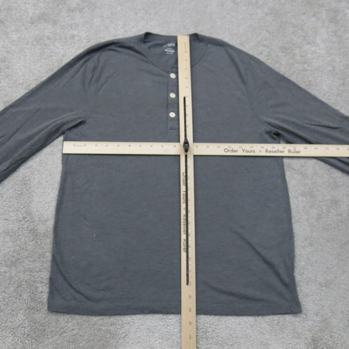 J. Crew Washed Mens Sweatshirt Henley Neck Long Sleeves Solid Gray Size Medium