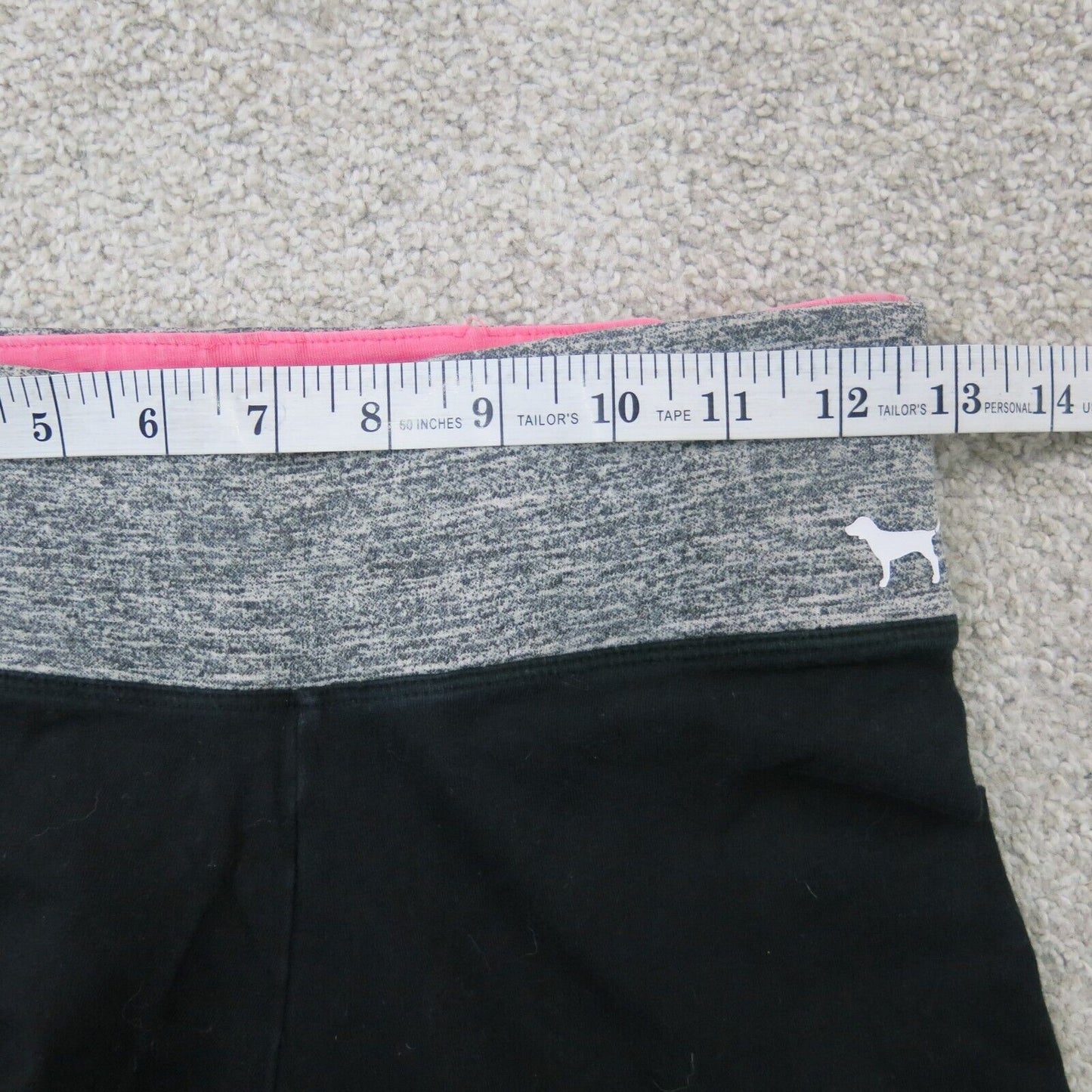 Pink Victoria Women Yoga Capri Legging Low Rise Elastic Waist Black Size X Small