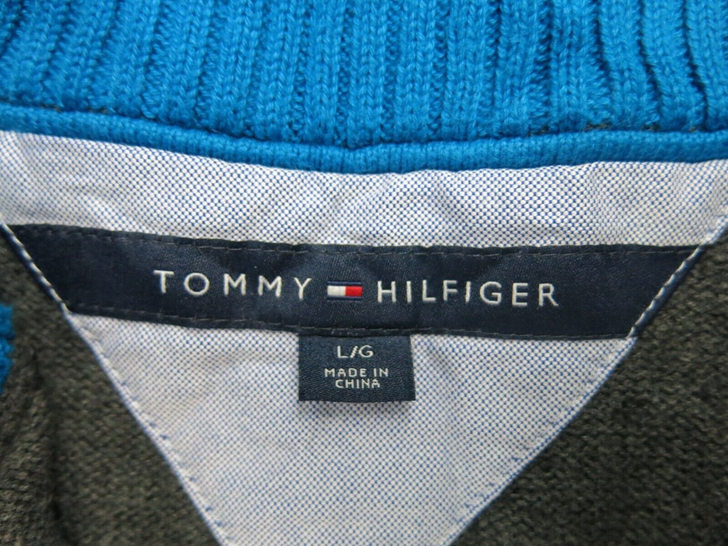 Tommy Hilfiger Mens Striped Sweater High Neck Long Sleeves Size Blue Black Large