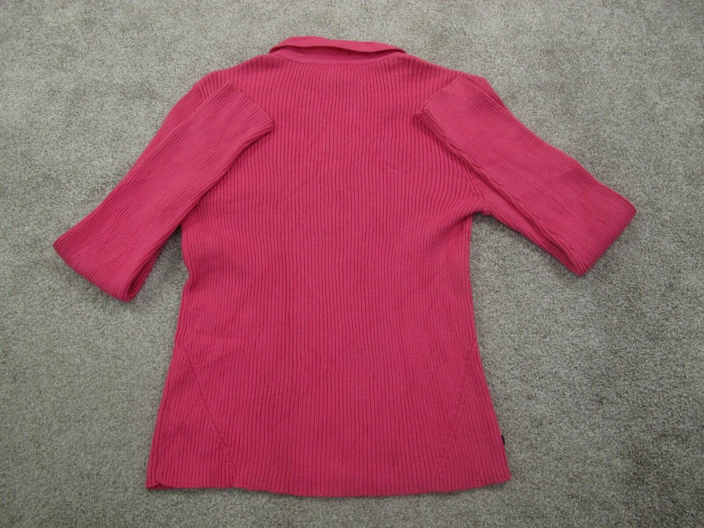 Ralph Lauren Womens Sweater V Neck Collared Long Sleeves Cotton Pink Size Large