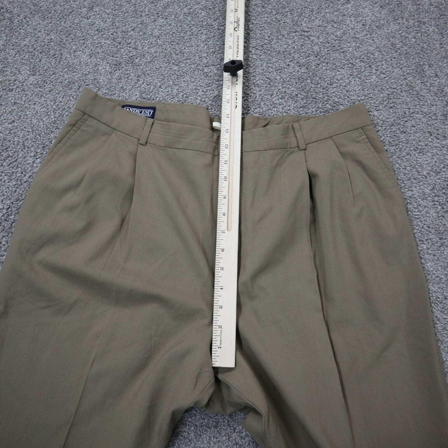 Lands End Mens Pants Dress Straight Leg 100% Wool High Rise Beige Size 38 Long