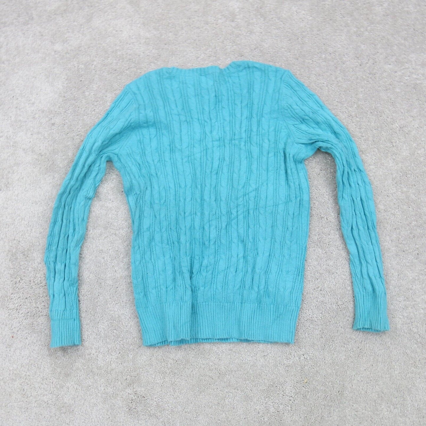 ST Johns Bay Womens Pullover Sweater Crew Neck Long Sleeves Aqua Blue Size Large