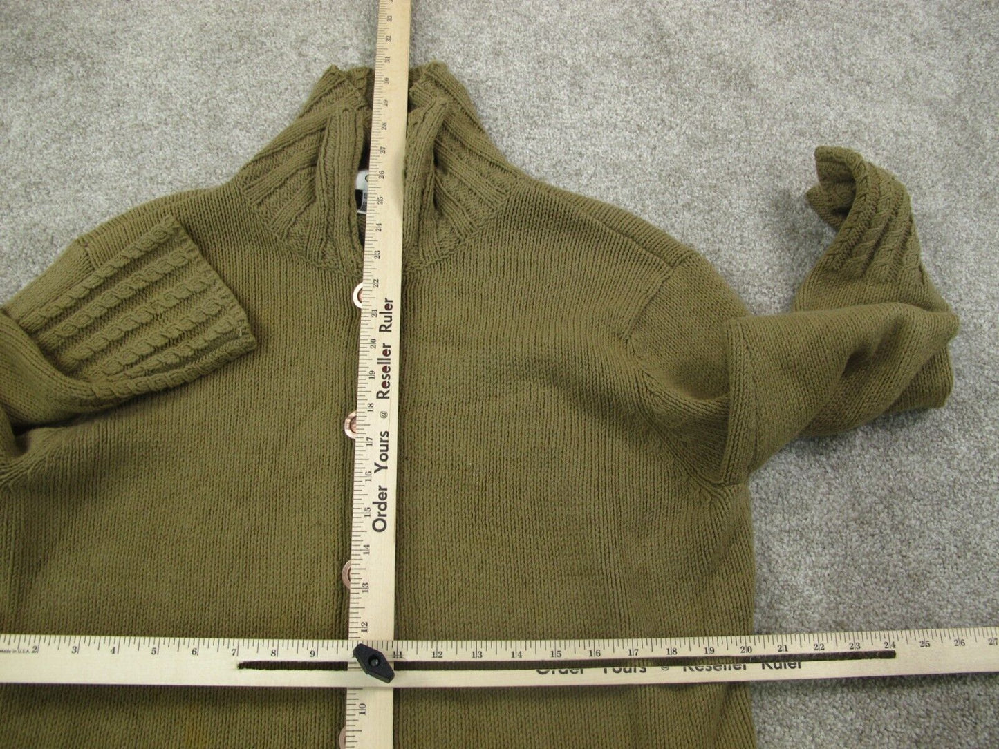 Talbots Women Cardigan Sweater Knitted Long Sleeves Pockets Olive Green Size XL