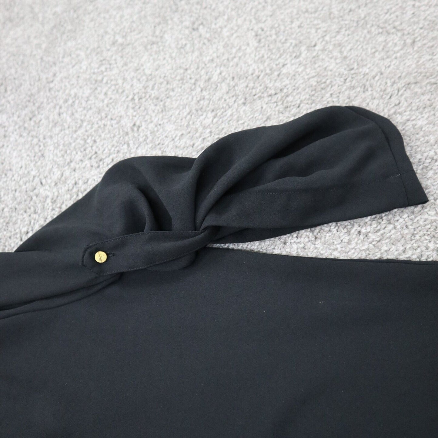 Mossimo Womens Blouse Top 3/4 Sleeves Deep V Neck Hi Low Black Size XX Large