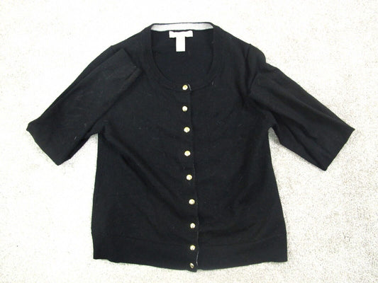 Banana Republic Womens Cardigan Sweater Knitted Long Sleeve Black Size Medium