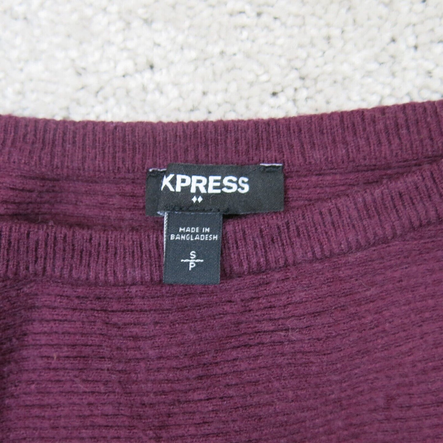 Express Womens Pullover Cropped Sweater Long Sleeves Crew Neck Maroon Size Small