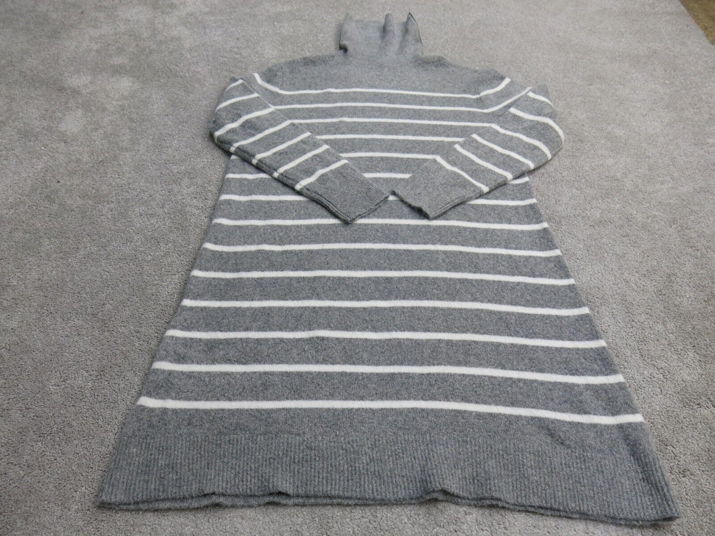 NWT J. Crew Womens Sweater Dress Striped Long Sleeve High Neck Gray White Size M