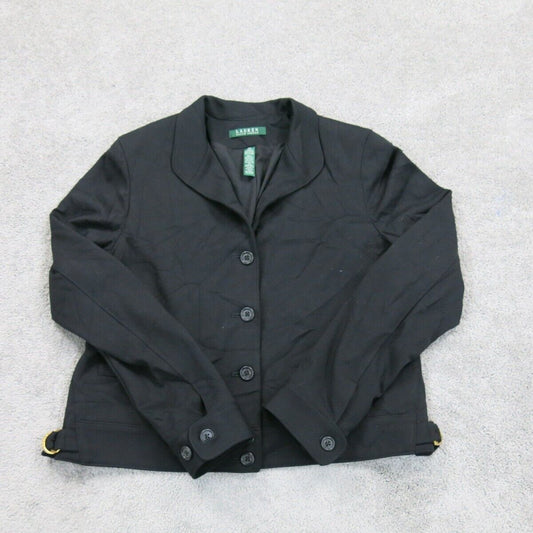Lauren Ralph Lauren Womens Blazer Coat Single Breasted Long Sleeves Black SZ 10