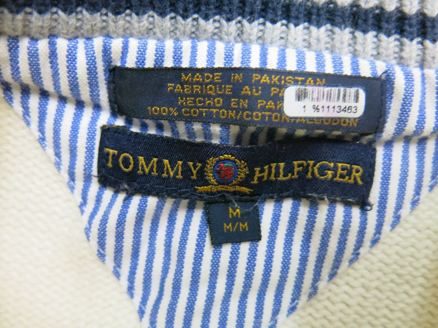 Tommy Hilfiger Mens Sweatshirt Long Sleeve Crew Neck 100% Cotton Beige Size M