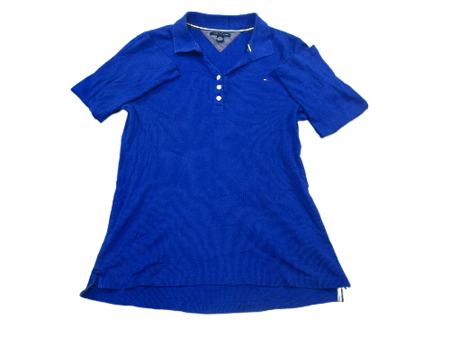 Tommy Hilfiger Womens Polo Shirt Top 100% Cotton Long Sleeves Blue Size Large