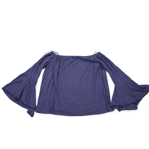 Loft Womens Casual Blouse Top Flare Sleeves Boat Neck Purple Size Large