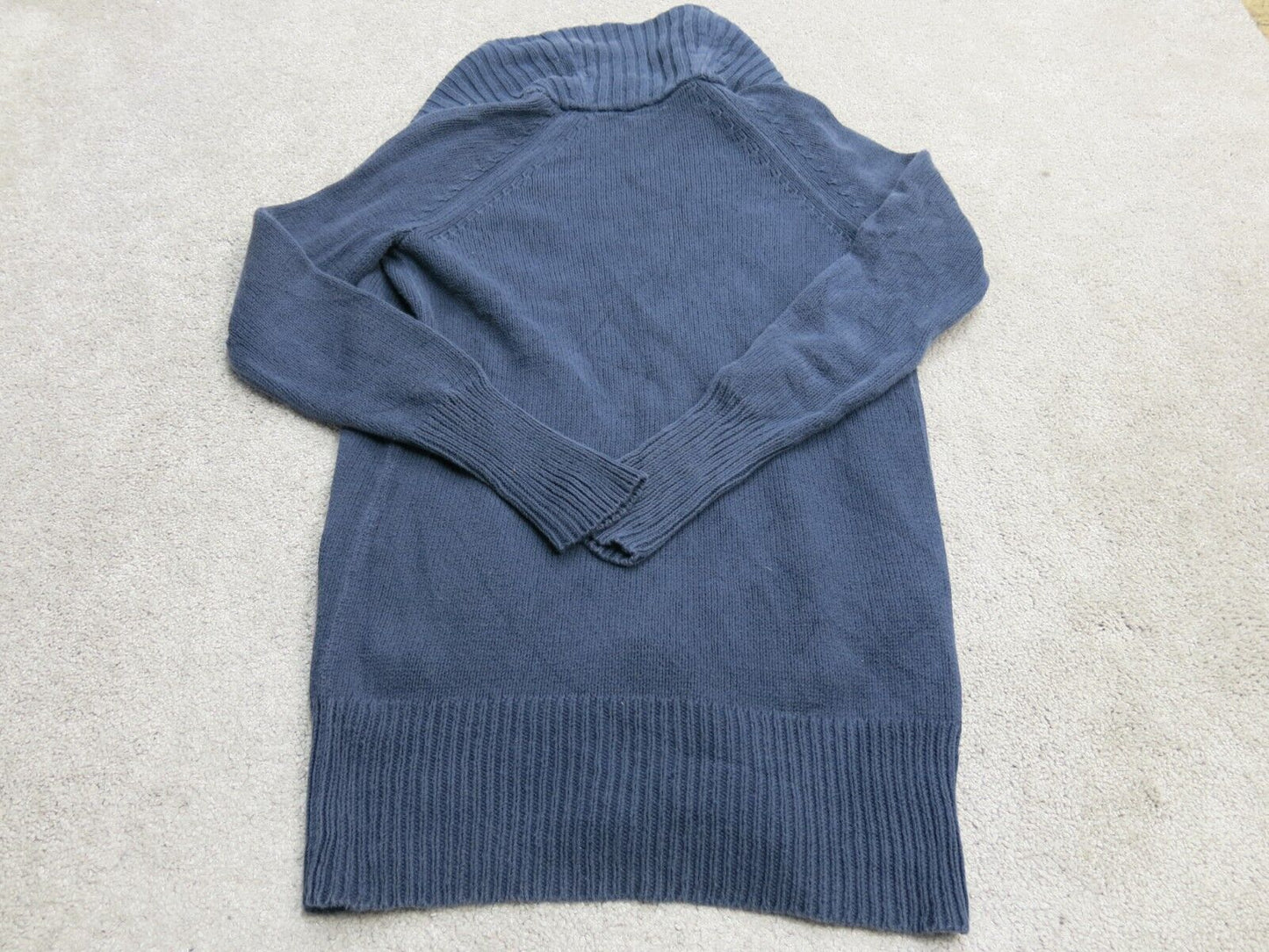 J. Crew Womens Cardigan Sweater Knitted V Neck Long Sleeve 100% Cotton Blue SZ S