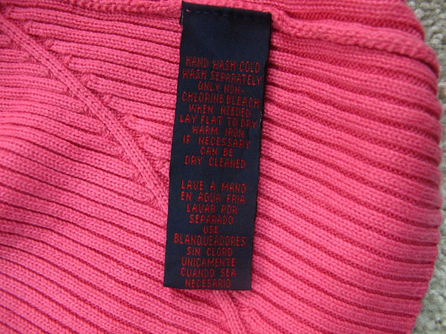 Ralph Lauren Womens Sweater V Neck Collared Long Sleeves Cotton Pink Size Large