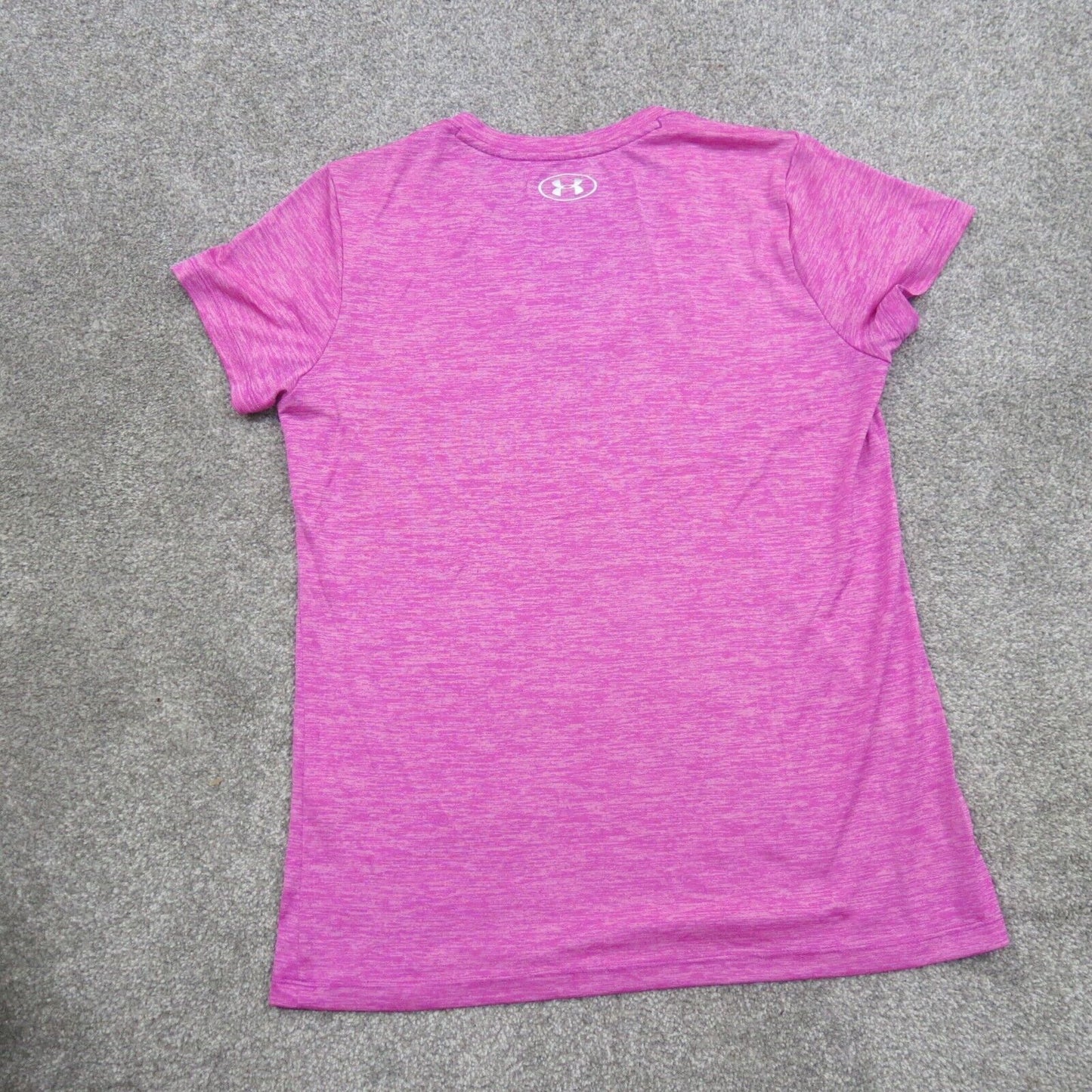 Under Armour Tee Mens Heather Purple Size Small Heatgear Loose Short Sleeve Logo