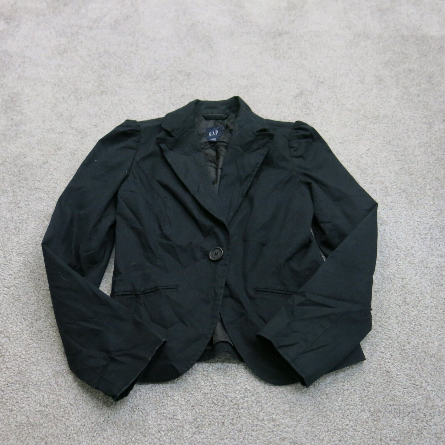 Gap Womens Blazer Coat Single Breasted Long Sleeves Pockets Black Size 2