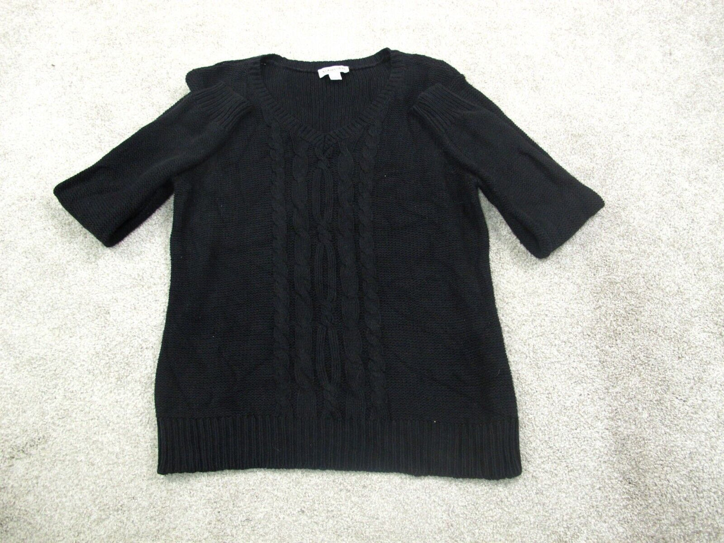 ST. Johns Bay Womens Pullover Sweater Knitted V Neck Long Sleeve Black Size L