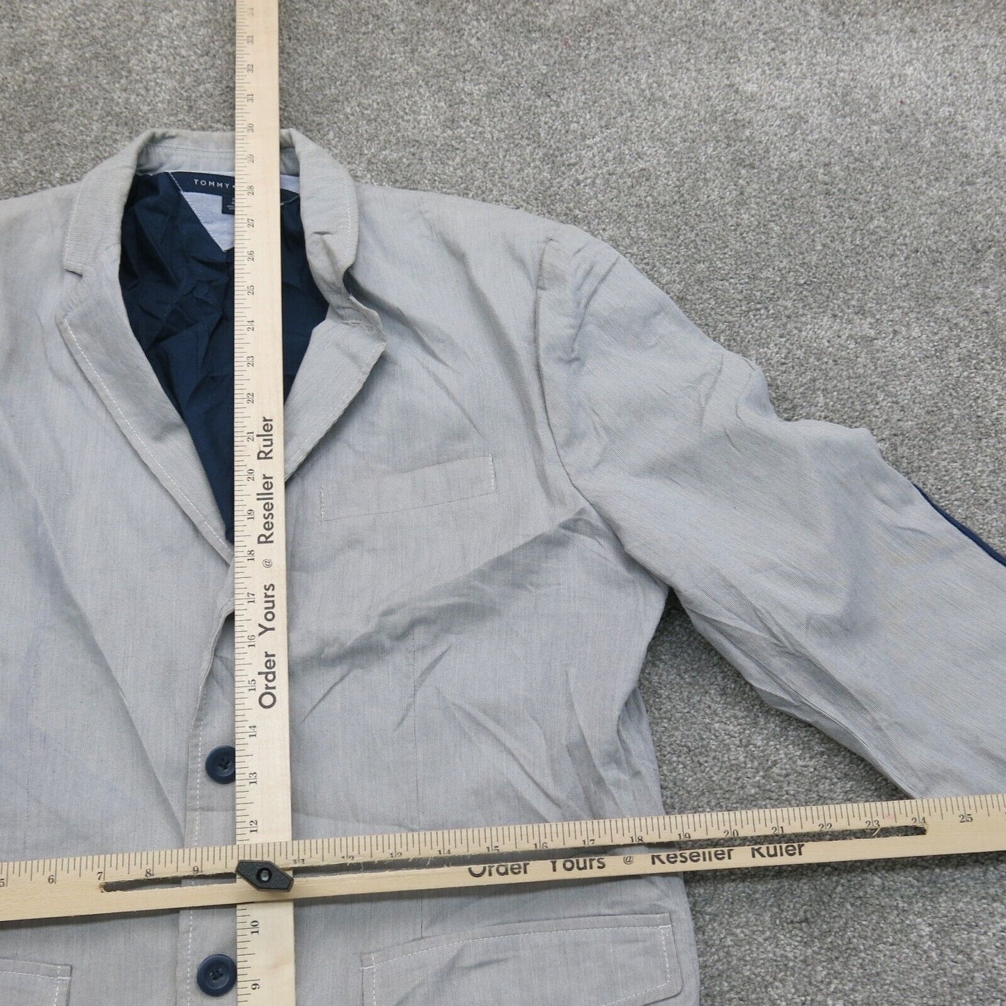 Tommy Hilfiger Mens Blazer Coat Single Breasted Long Sleeves White Blue Size M40