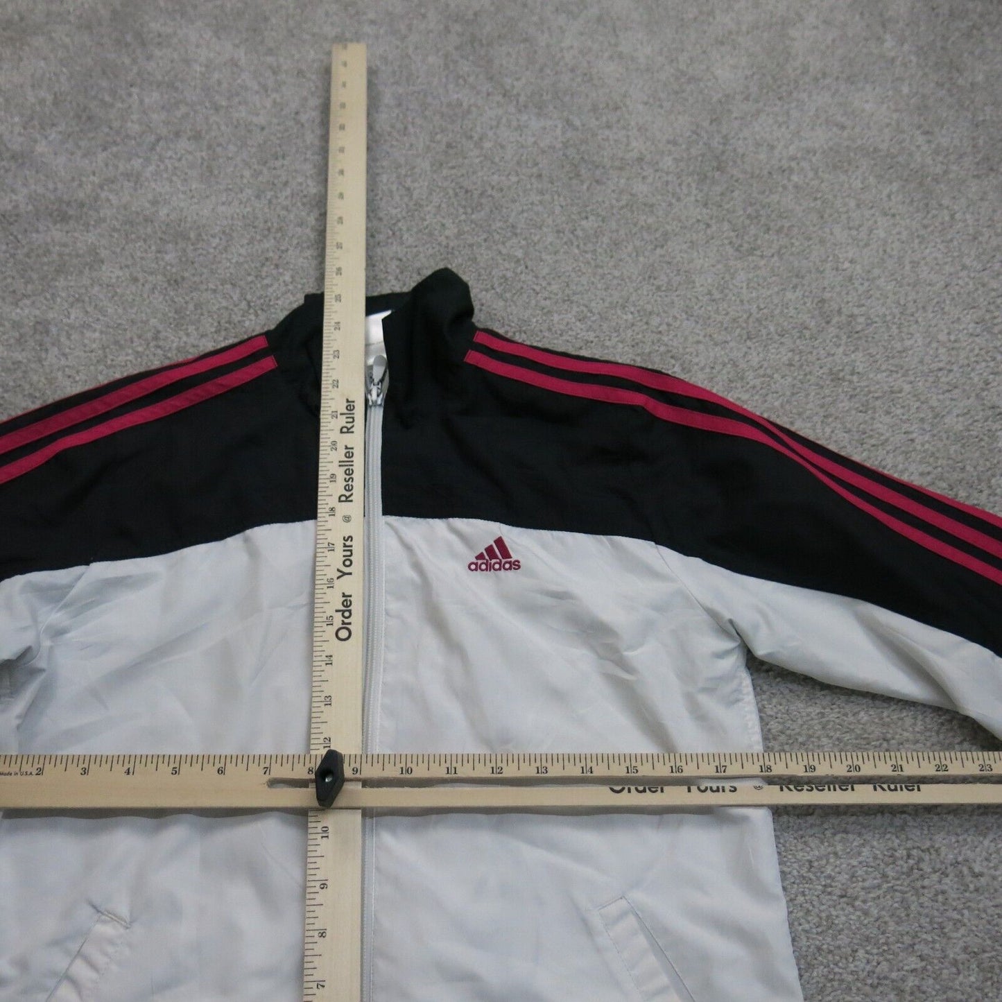 Adidas Womens Track Jacket Full Zip Up Long Sleeves Mock Neck White Size Small