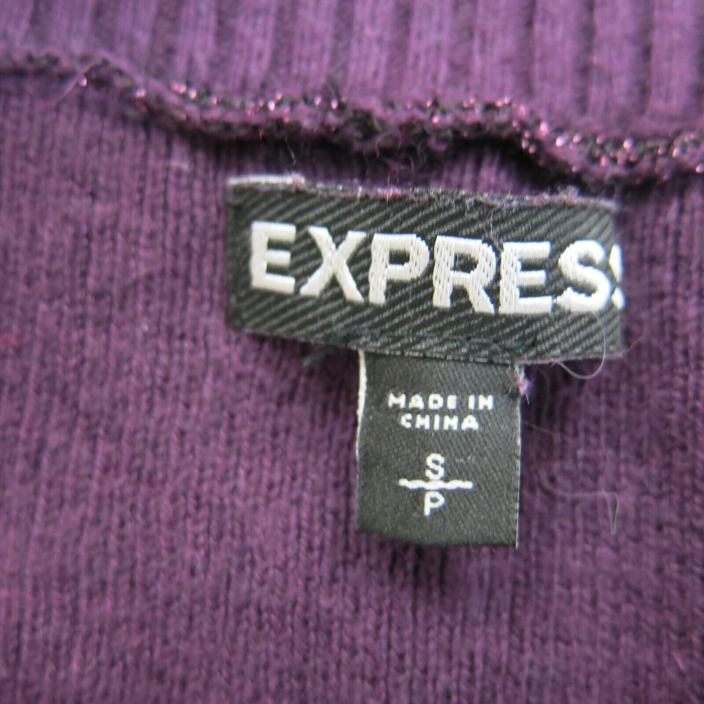 Express Womens Pullover Sweater Knitted Long Sleeve V Neck Purple Size S/P