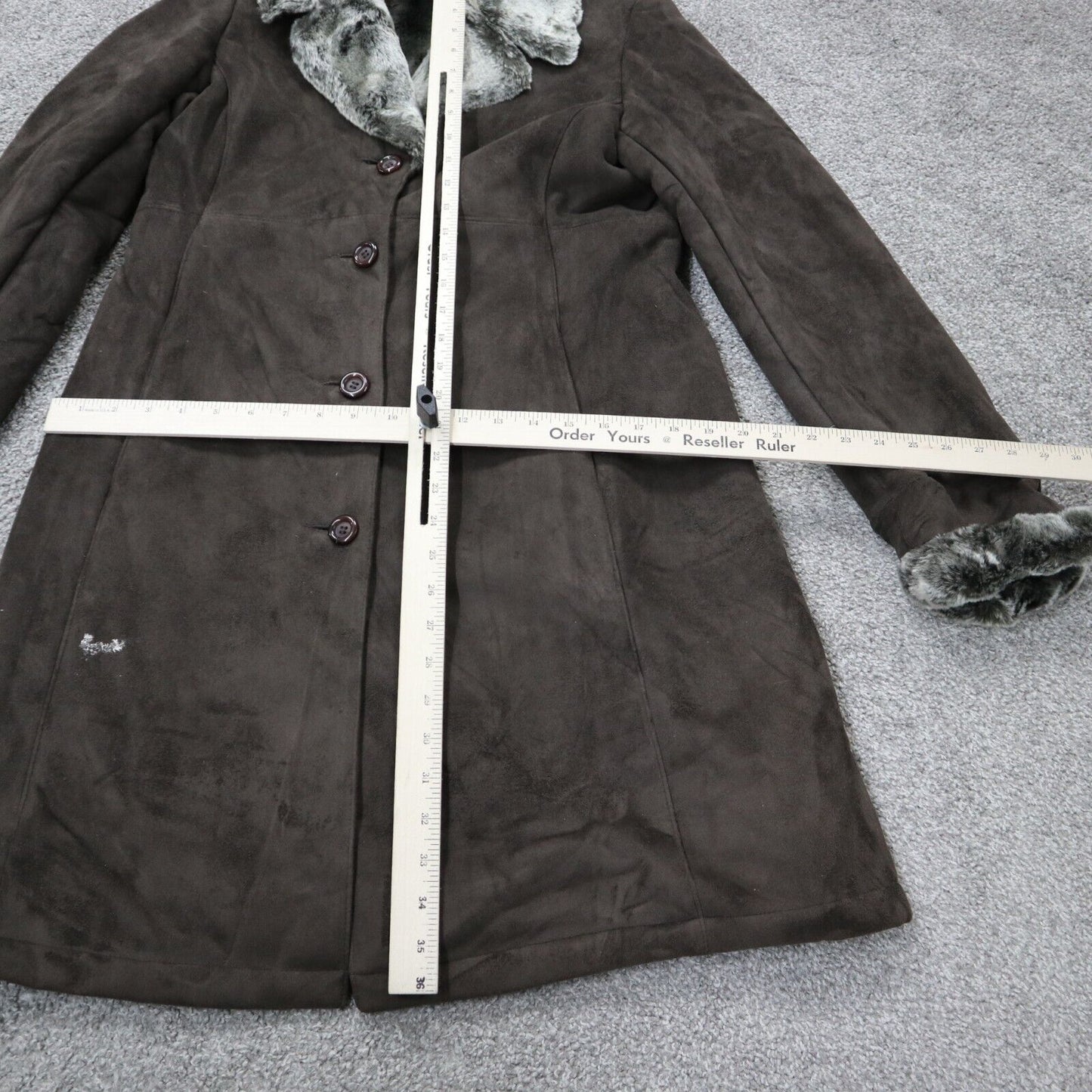 Jones New York Womens Trench Coat Single Breasted Long Sleeves Brown Size Small