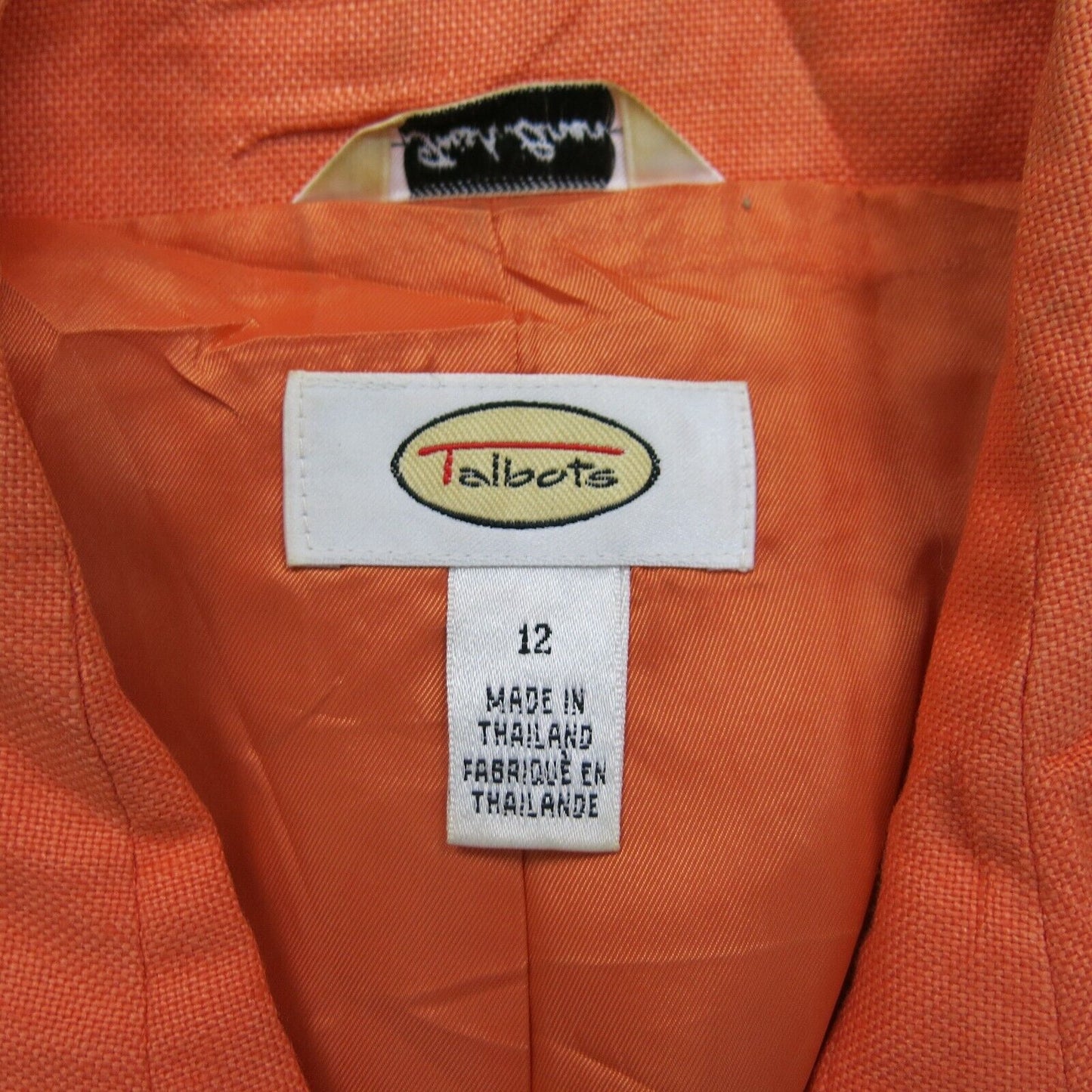 Talbots Women Shirt Jacket Front Button Long Sleeves Collard Neck Orange Size 12