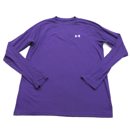 Under Armour Mens T Shirt Crew Neck Long Sleeve Logo Purple Size Small
