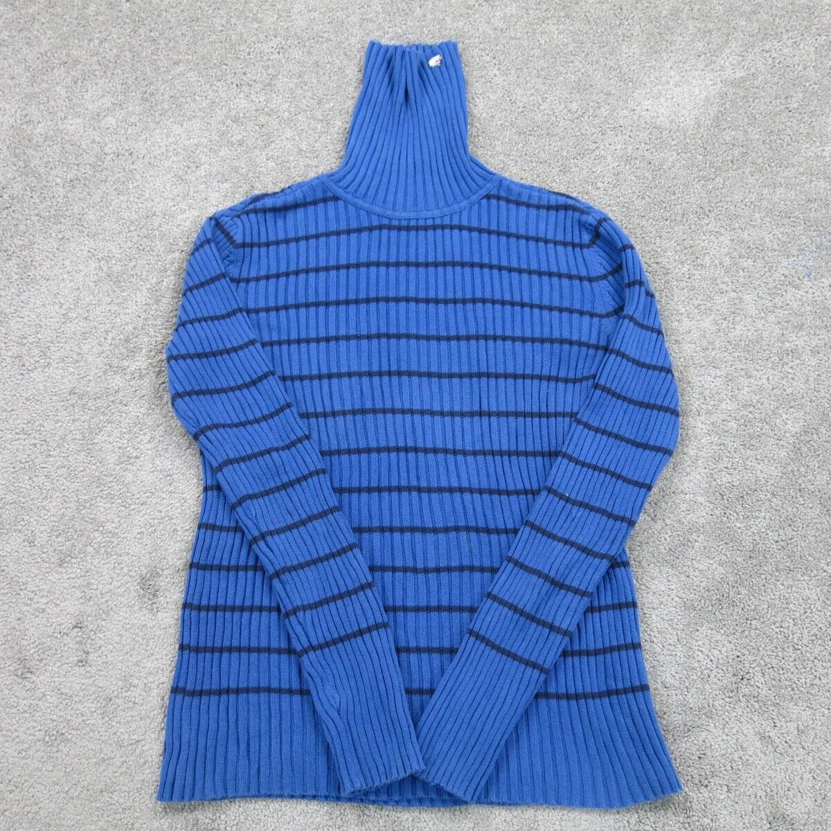Tommy Hilfiger Womens Striped Sweater Knitted Turtlenecks Long Sleeves Blue SZ S
