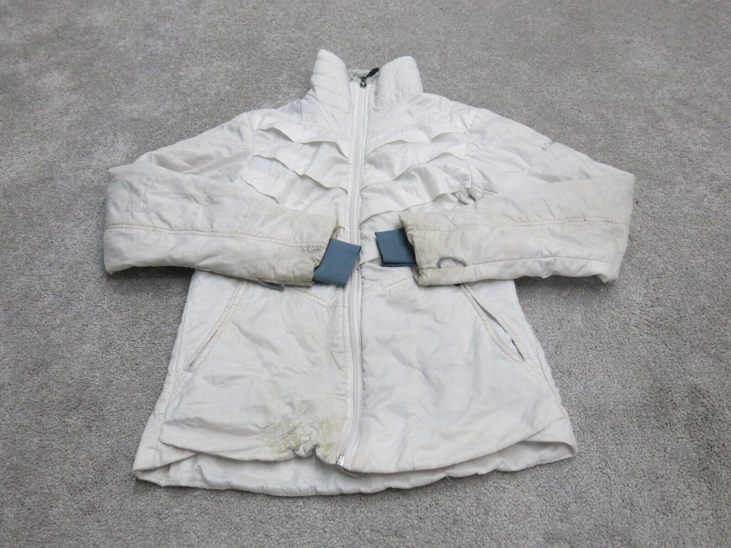 Columbia Mens Windbreaker Coat Jacket Full Zip Up Long Sleeves Pockets White XS
