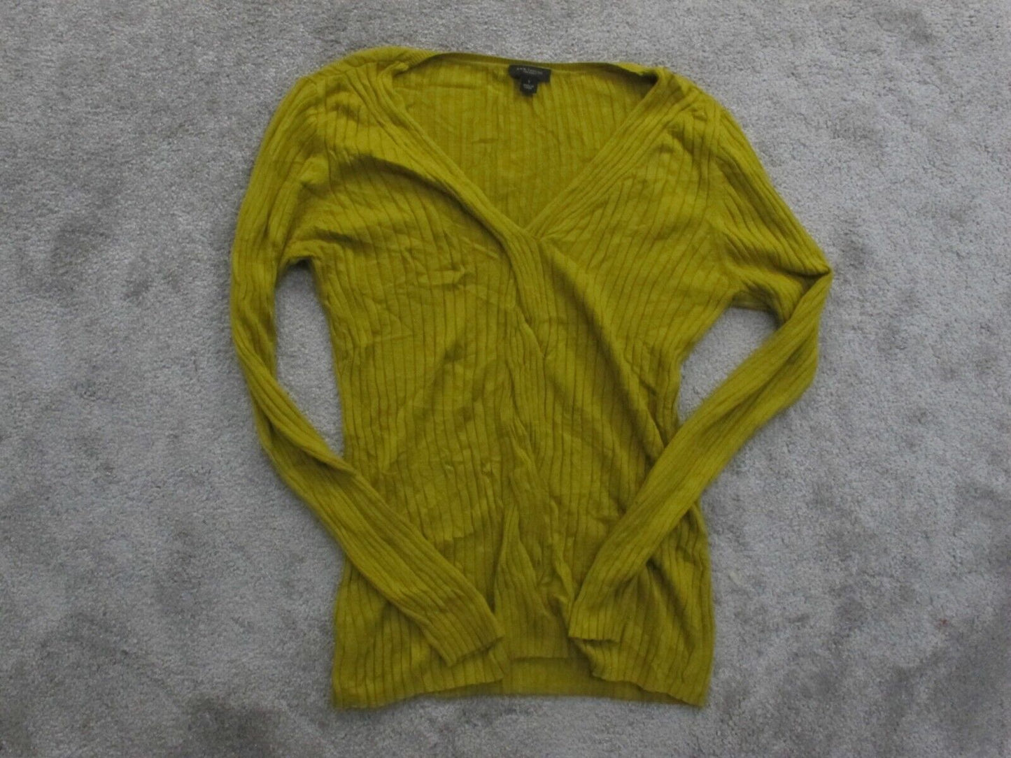 Ann Taylor Womens Pullover Knitted Sweater Long Sleeves Mustard Green Size Small