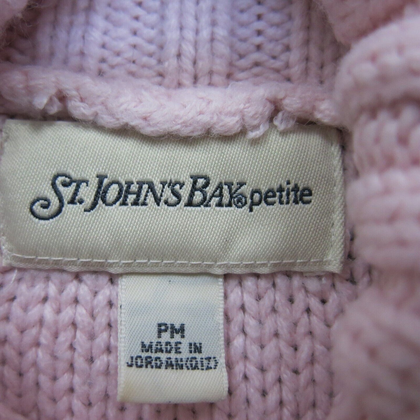 ST. Johns Bay Womens Pullover Sweater Knitted Long Sleeve High Neck Pink SZ P M