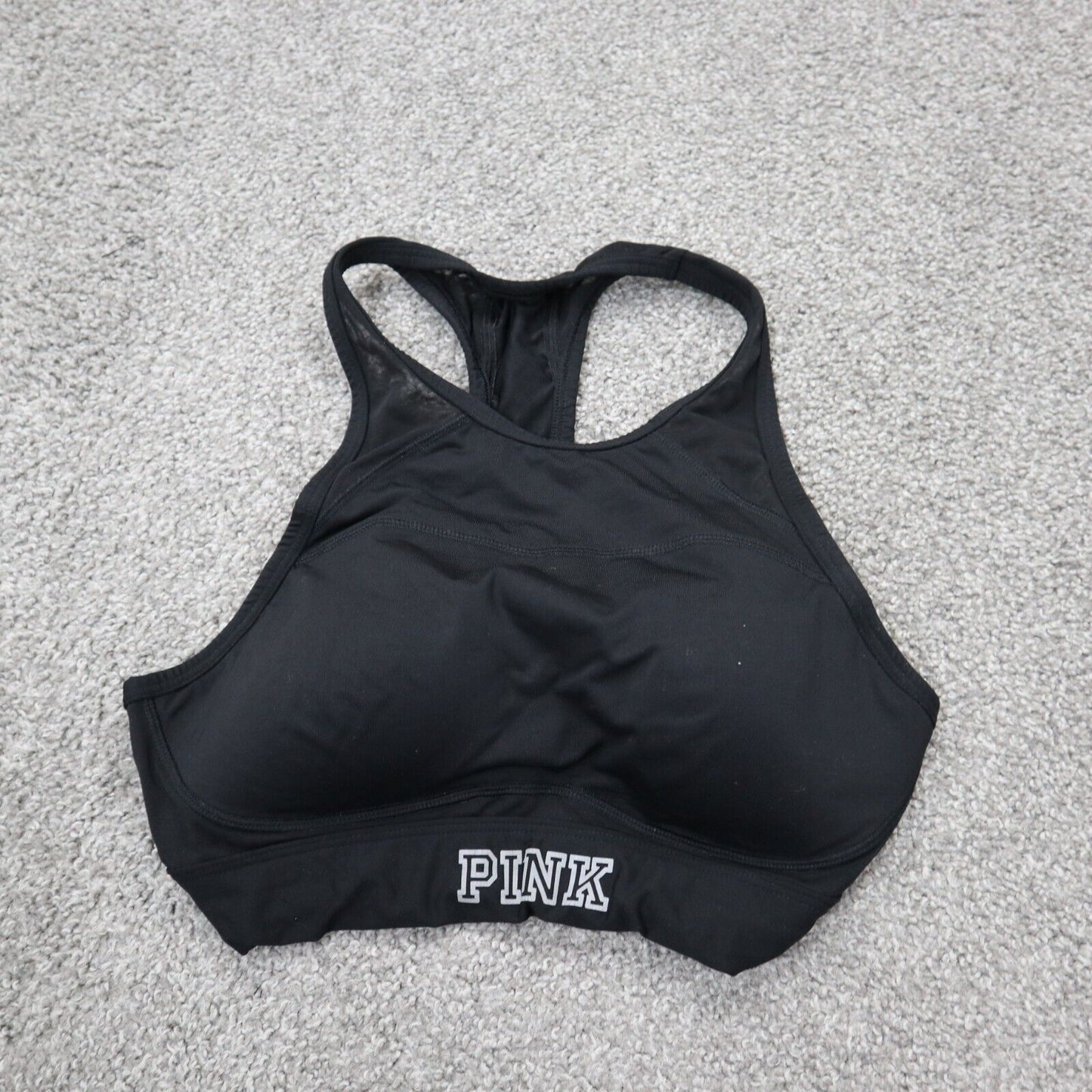 Pink Victoria's Secret Womens Activewear Sports Bra Racerback Black Size Medium