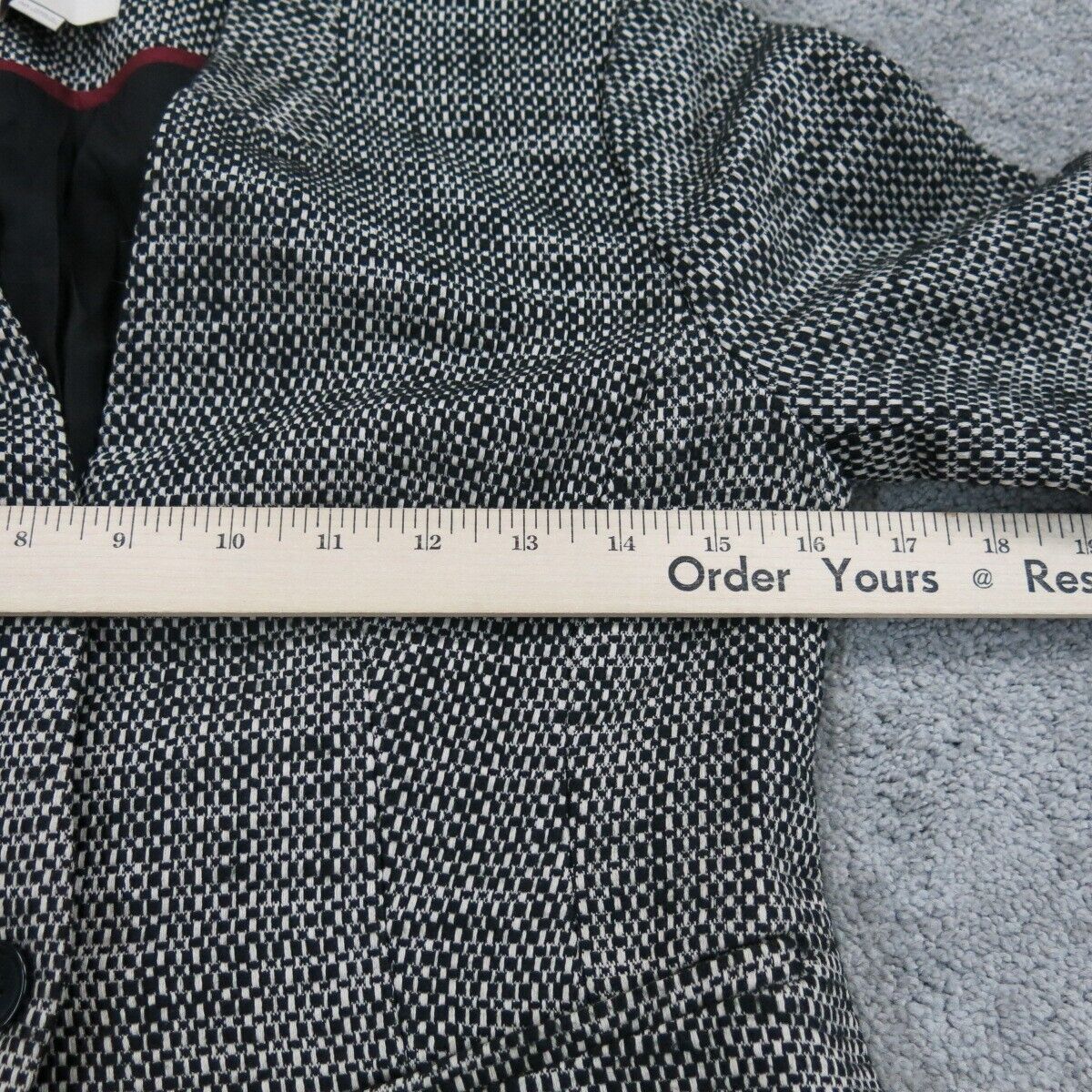Ann Taylor Women Blazer Coat Jacket Long Sleeves Front Button White Black SZ 17