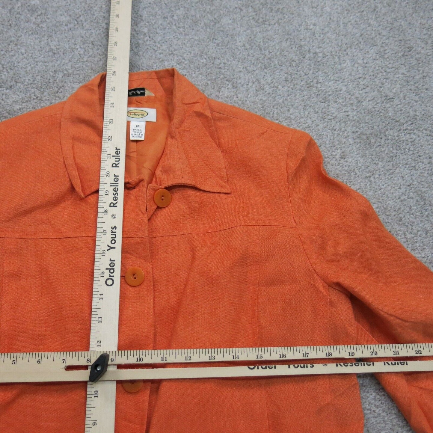 Talbots Women Shirt Jacket Front Button Long Sleeves Collard Neck Orange Size 12