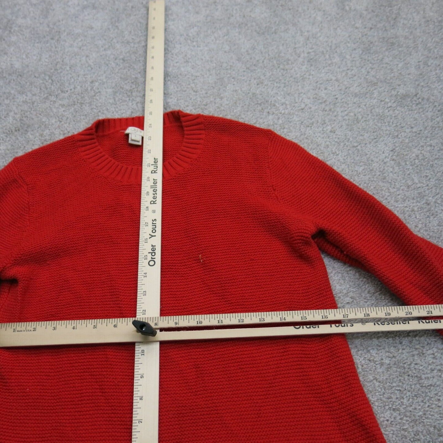 J. Crew Womens Knitted Sweater Top Crew Neck Long Sleeves Solid Red Size Small