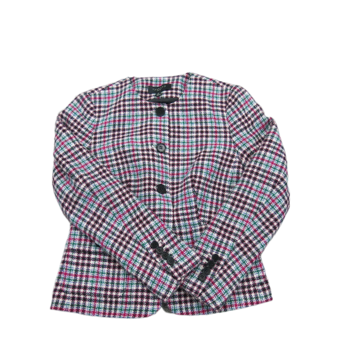 Talbots Women Tweed Blazer Coat Front Button Long Sleeve White Brown Size 2p