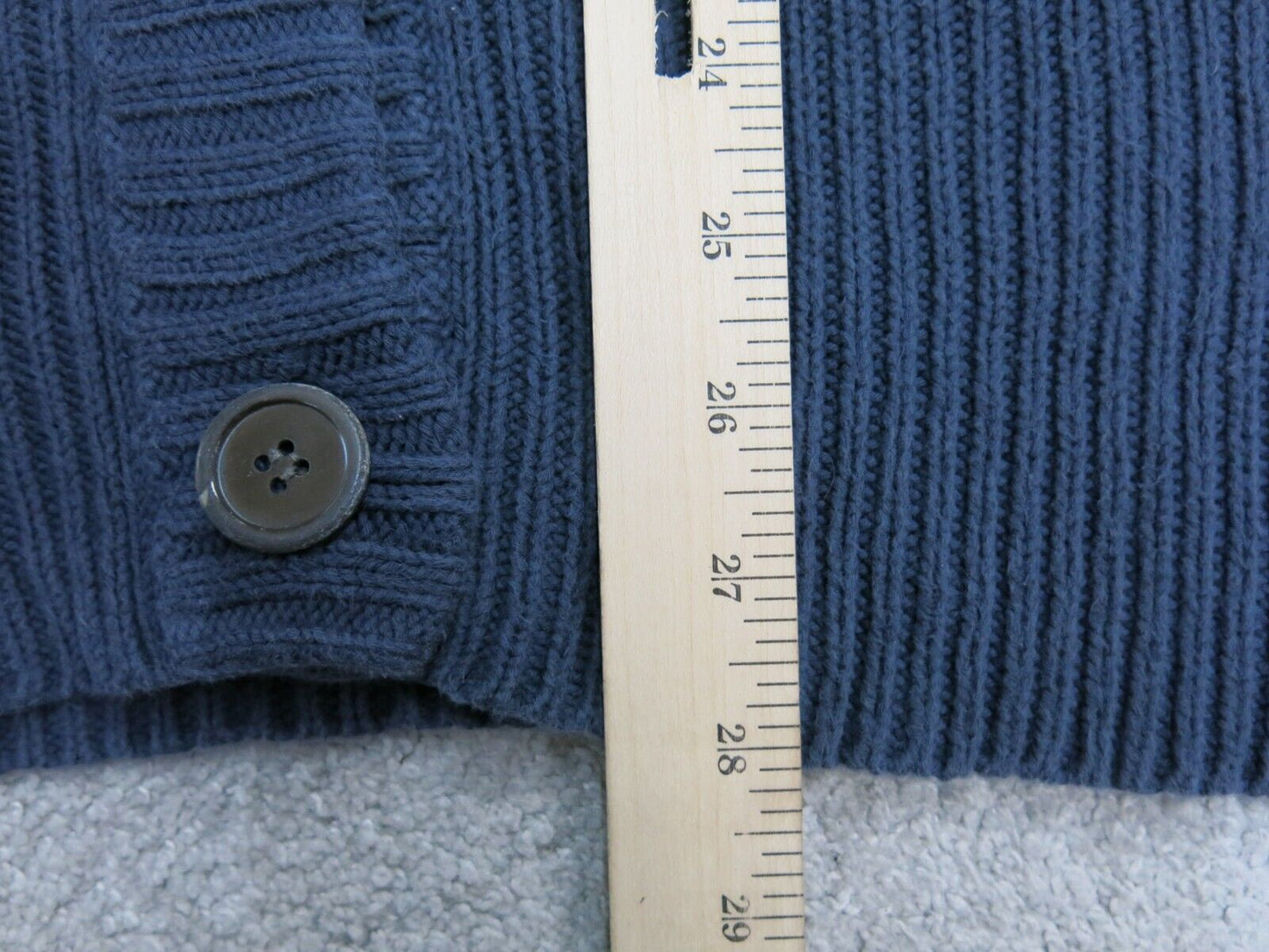 J. Crew Womens Cardigan Sweater Knitted V Neck Long Sleeve 100% Cotton Blue SZ S