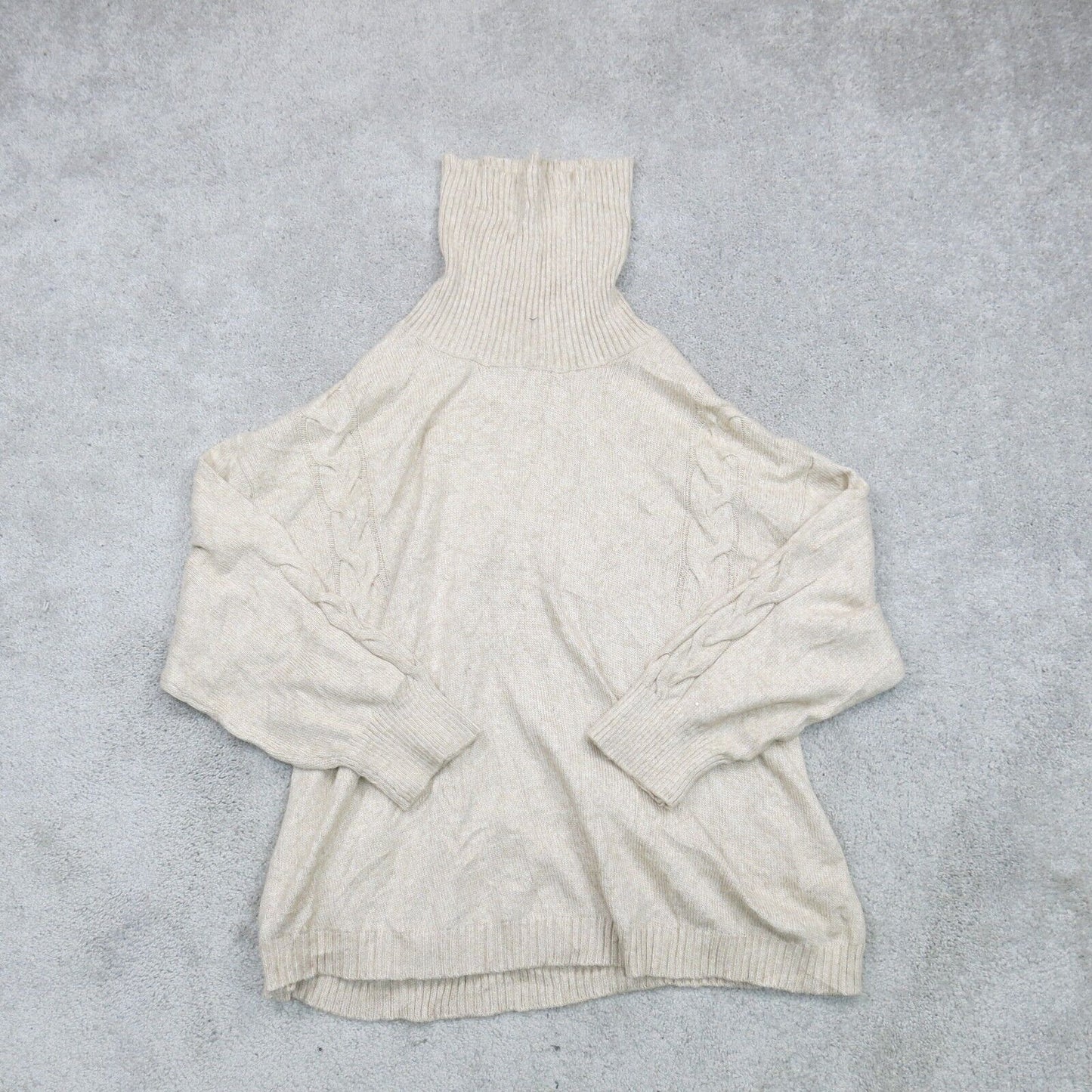 ST Johns Bay Womens Pullover Sweater High Neck Long Sleeves Ivory Size 3X