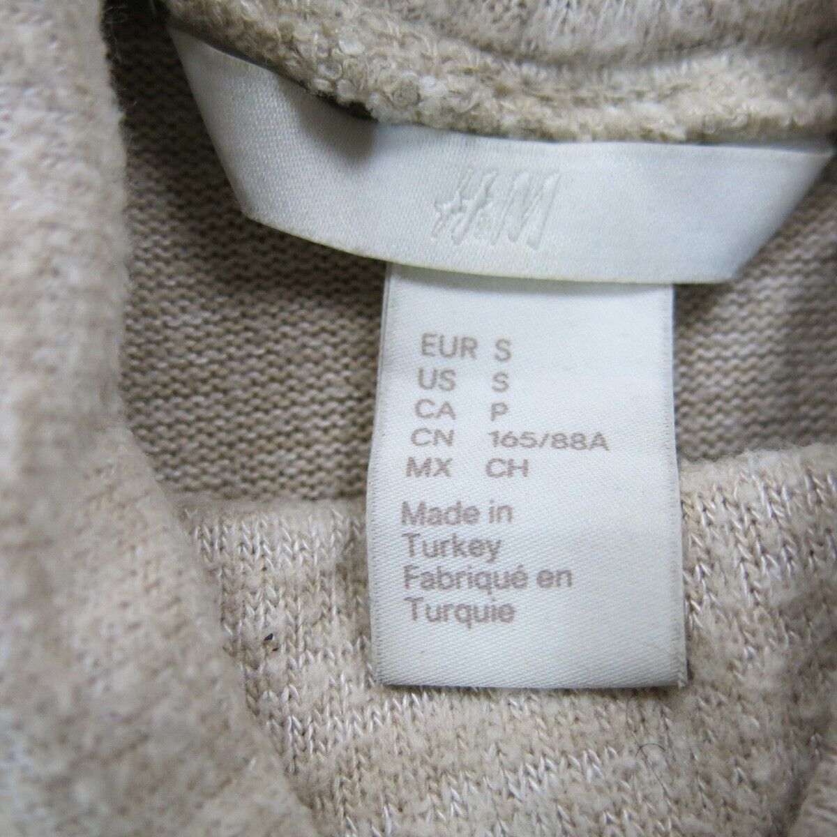 H&M Womens Pullover Sweatshirt Top Long Sleeve High Neck Beige Size Small