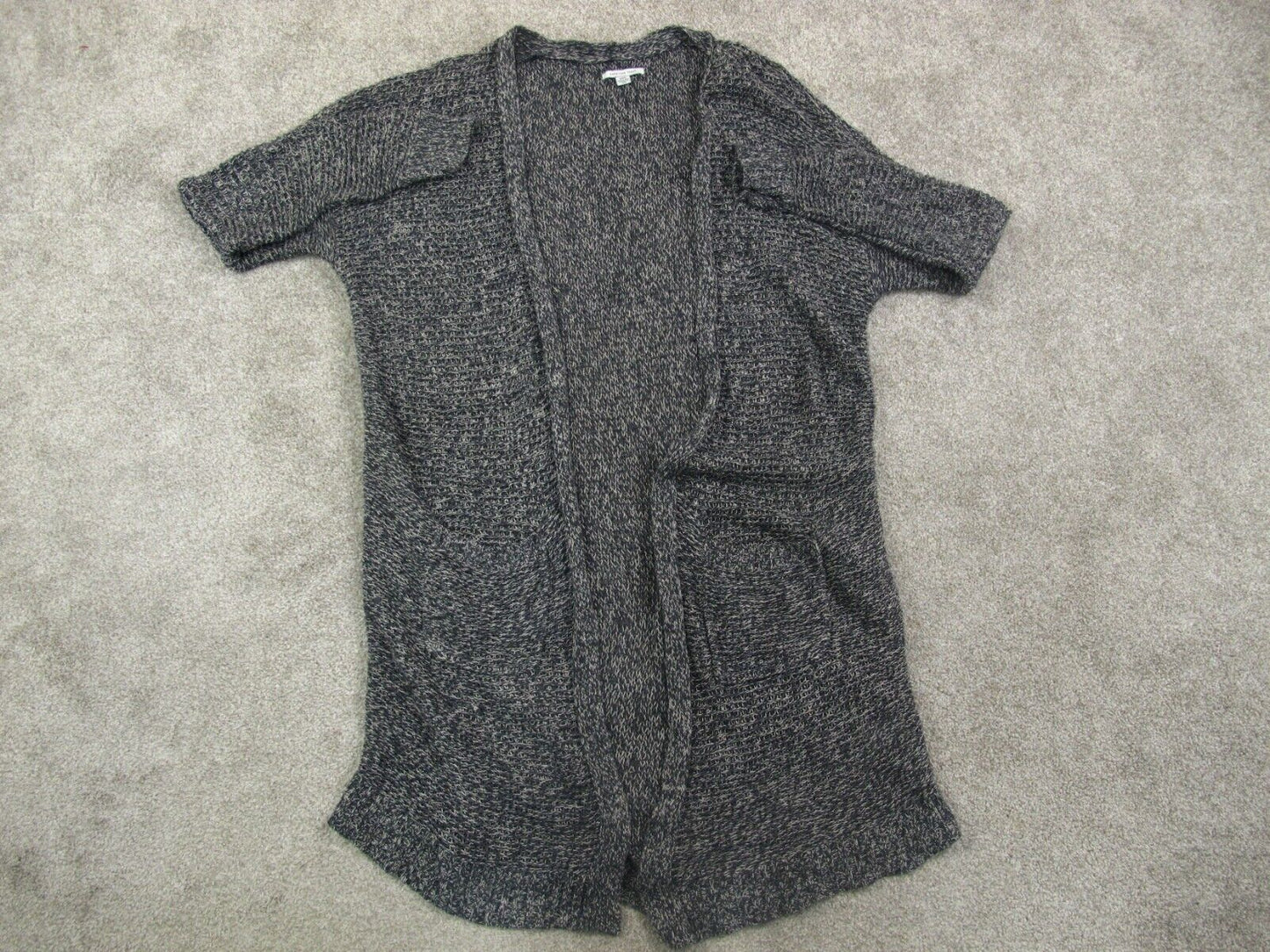 American Eagle Women Cardigan Sweater Knitted Open Front Long Sleeve Black SZ M
