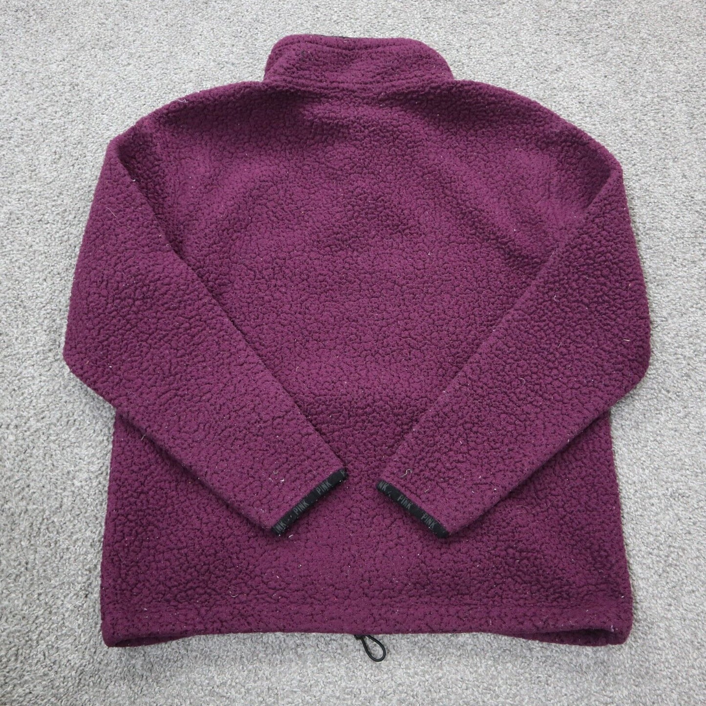 Pink Victorias Secret Womens Sweatshirt 1/4 Zip Long Sleeve Pocket Red SZ Small