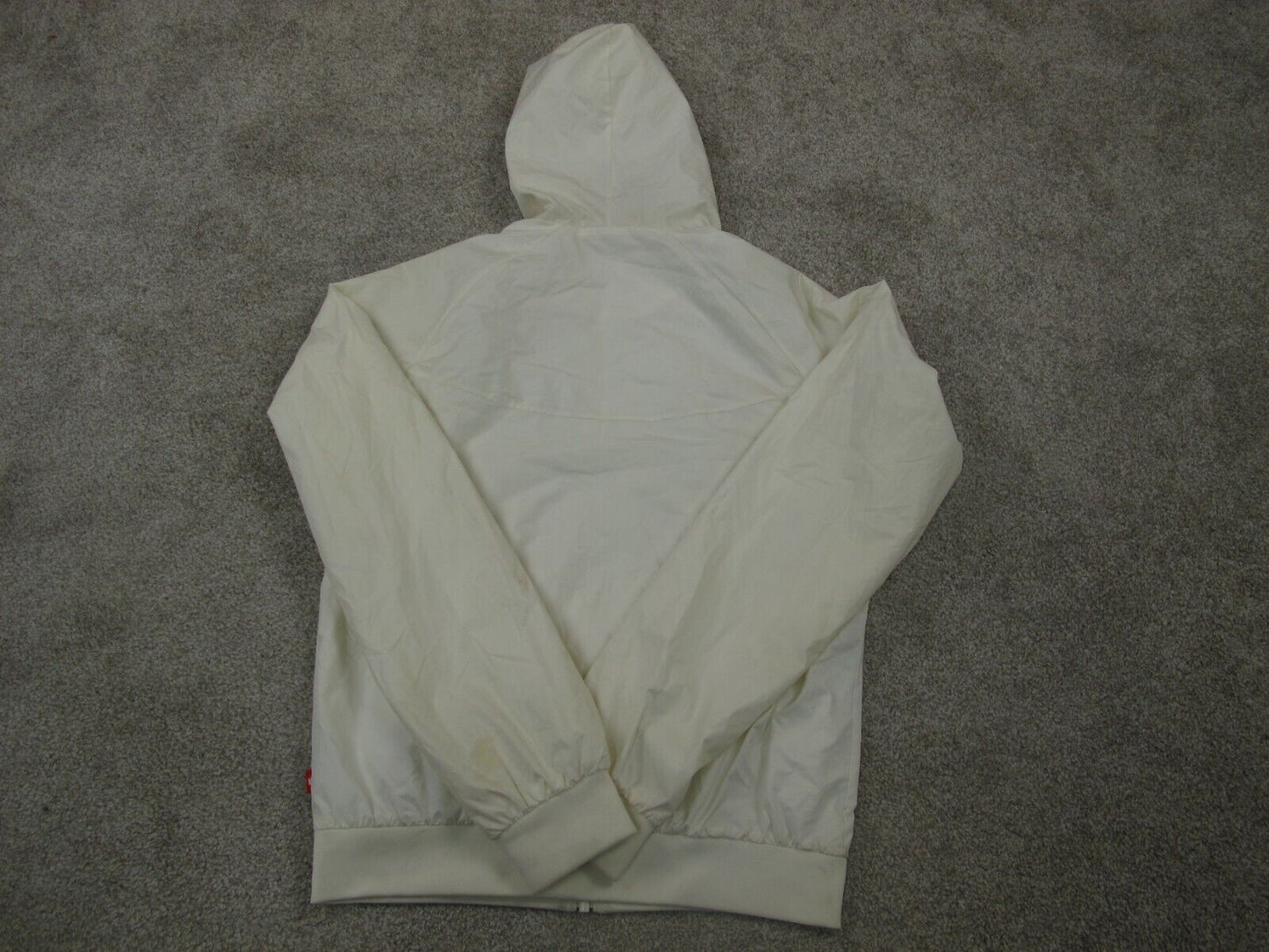 Nike Womens Windbreaker Jacket Full Zip Long Sleeves Drawstring White SZ Medium