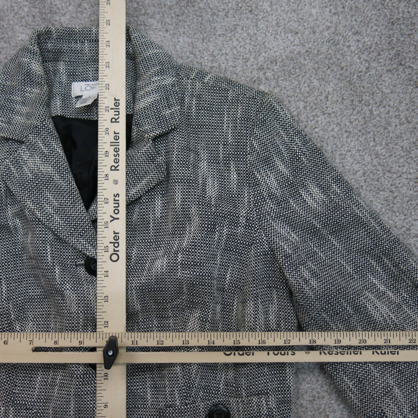 Ann Taylor Loft Womens Blazer Coat Jacket Single Breasted Gray White Size 6